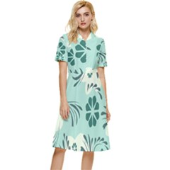 Folk Flowers Pattern  Button Top Knee Length Dress by Eskimos