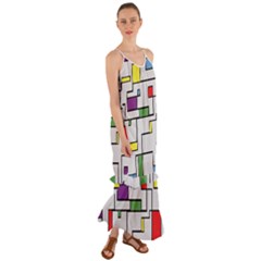 Colorful Rectangles Cami Maxi Ruffle Chiffon Dress by LalyLauraFLM