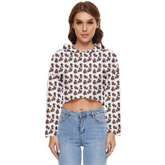 Cute Deer Pattern White Women s Lightweight Cropped Hoodie by snowwhitegirl