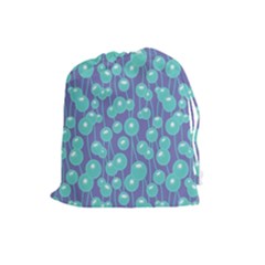 Blue Dandelions  Cute Plants Drawstring Pouch (large) by SychEva