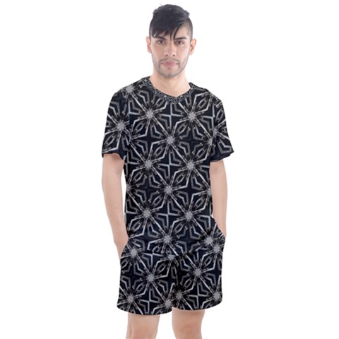 Futuristic Industrial Print Pattern Men s Mesh Tee And Shorts Set by dflcprintsclothing