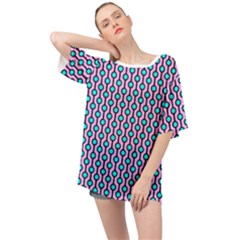 Blue Circles On Purple Background Geometric Ornament Oversized Chiffon Top by SychEva