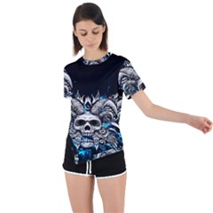 Skullart Asymmetrical Short Sleeve Sports Tee by Sparkle