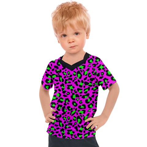 Pink And Green Leopard Spots Pattern Kids  Sports Tee by Casemiro