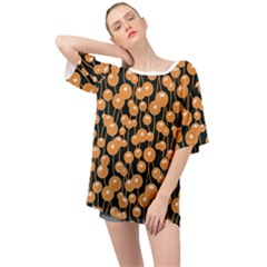 Orange Dandelions On A Dark Background Oversized Chiffon Top by SychEva