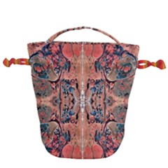 Abstract Marbling Art Drawstring Bucket Bag by kaleidomarblingart