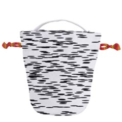 Black And White Abstract Pattern, Ovals Drawstring Bucket Bag by Casemiro
