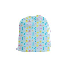 Arcade Dreams Blue  Drawstring Pouch (medium) by thePastelAbomination