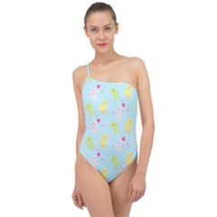 My Adventure Blue Classic One Shoulder Swimsuit by thePastelAbomination