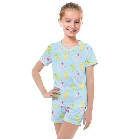 My Adventure Blue Kids  Mesh Tee And Shorts Set by thePastelAbomination