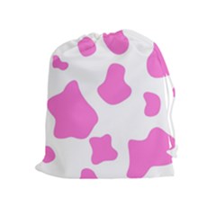 Pink Cow Spots, Large Version, Animal Fur Print In Pastel Colors Drawstring Pouch (xl) by Casemiro