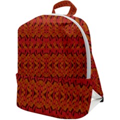 Red Pattern Zip Up Backpack by Sparkle