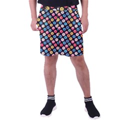 Multicolored Donuts On A Black Background Men s Pocket Shorts by SychEva