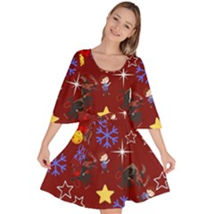 Krampus With Brat Red Velour Kimono Dress by NerdySparkleGoth