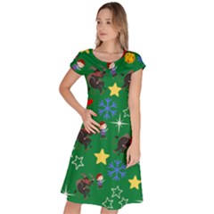 Krampus And Brat Green Classic Short Sleeve Dress by NerdySparkleGoth
