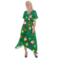 Santa Green Cross Front Sharkbite Hem Maxi Dress by NerdySparkleGoth