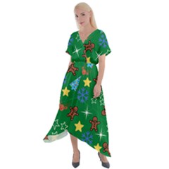 Gingy Green Cross Front Sharkbite Hem Maxi Dress by NerdySparkleGoth