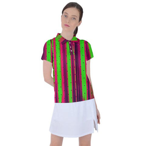 Warped Stripy Dots Women s Polo Tee by essentialimage365