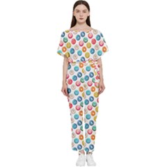 Multicolored Sweet Donuts Batwing Lightweight Jumpsuit by SychEva
