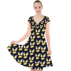 Pinelips Cap Sleeve Front Wrap Midi Dress by Sparkle