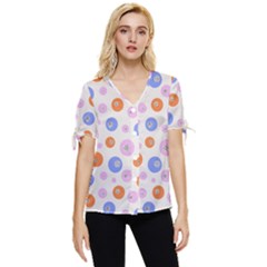 Colorful Balls Bow Sleeve Button Up Top by SychEva