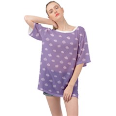 Pink Clouds On Purple Background Oversized Chiffon Top by SychEva