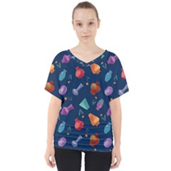 Jugs And Vases V-neck Dolman Drape Top by SychEva
