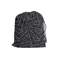 Black And White Modern Intricate Ornate Pattern Drawstring Pouch (large) by dflcprintsclothing