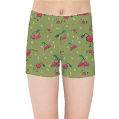 Red Cherries Athletes Kids  Sports Shorts by SychEva