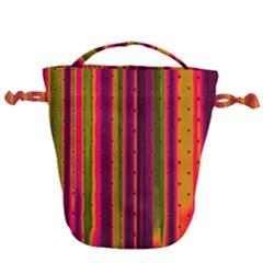 Warped Stripy Dots Drawstring Bucket Bag by essentialimage365