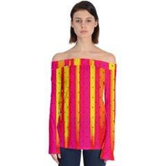 Warped Stripy Dots Off Shoulder Long Sleeve Top by essentialimage365