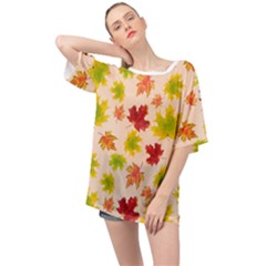 Bright Autumn Leaves Oversized Chiffon Top by SychEva