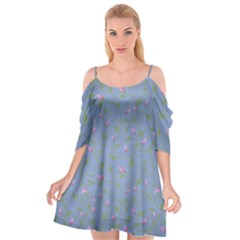 Curly Flowers Cutout Spaghetti Strap Chiffon Dress by SychEva
