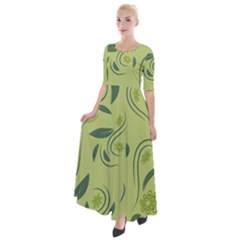 Folk Flowers Print Floral Pattern Ethnic Art Half Sleeves Maxi Dress by Eskimos