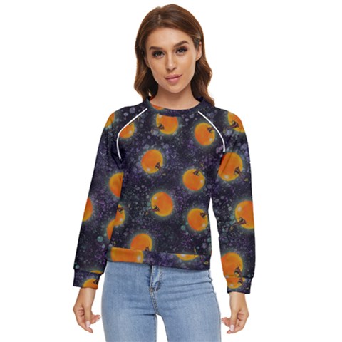 Space Pumpkins Women s Long Sleeve Raglan Tee by SychEva
