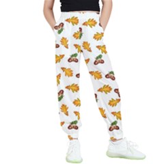 Oak Leaves And Acorns Kids  Elastic Waist Pants by SychEva