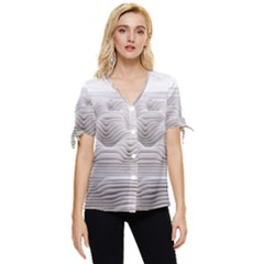 Illusion Waves Bow Sleeve Button Up Top by Sparkle