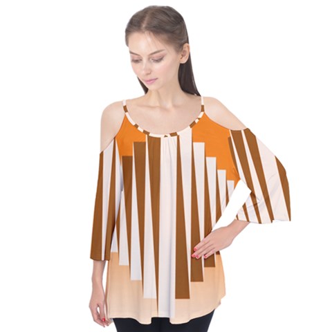 Lines Flutter Sleeve Tee  by Sparkle