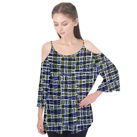 Blocks Illusion Flutter Sleeve Tee  by Sparkle