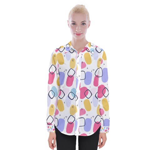 Abstract Multicolored Shapes Womens Long Sleeve Shirt by SychEva