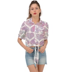 Multicolored Hearts Tie Front Shirt  by SychEva