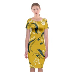 Folk Flowers Print Floral Pattern Ethnic Art Classic Short Sleeve Midi Dress by Eskimos