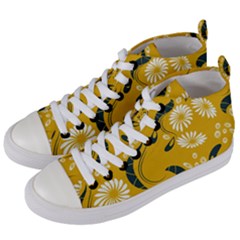 Folk Flowers Print Floral Pattern Ethnic Art Women s Mid-top Canvas Sneakers by Eskimos