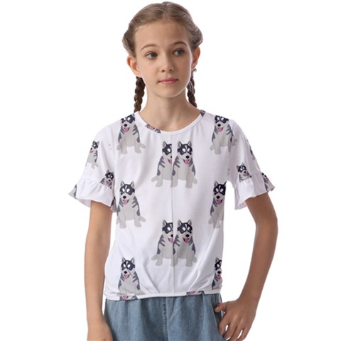 Cute Husky Puppies Kids  Cuff Sleeve Scrunch Bottom Tee by SychEva