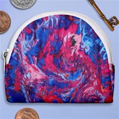 Painted Feathers Horseshoe Style Canvas Pouch by kaleidomarblingart