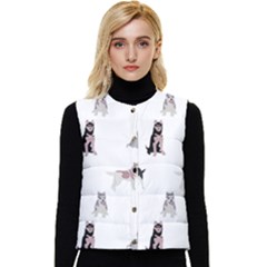 Husky Dogs With Sparkles Women s Short Button Up Puffer Vest by SychEva