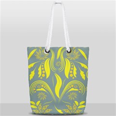 Folk Flowers Print Floral Pattern Ethnic Art Full Print Rope Handle Tote (small) by Eskimos