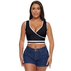 Two Lower Horizontal White Stripes On Black Women s Sleeveless Wrap Top by VernenInk