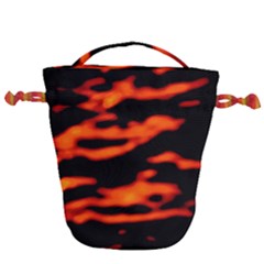Red  Waves Abstract Series No12 Drawstring Bucket Bag by DimitriosArt
