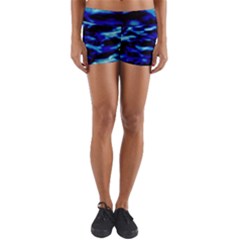 Blue Waves Abstract Series No8 Yoga Shorts by DimitriosArt